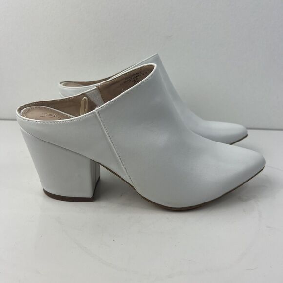 The Drop Leather White Slip On Block Heels Women’s Size 7 - Picture 2 of 6